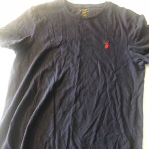 Polo by Ralph Lauren Men's Navy Blue Tee with Red Logo